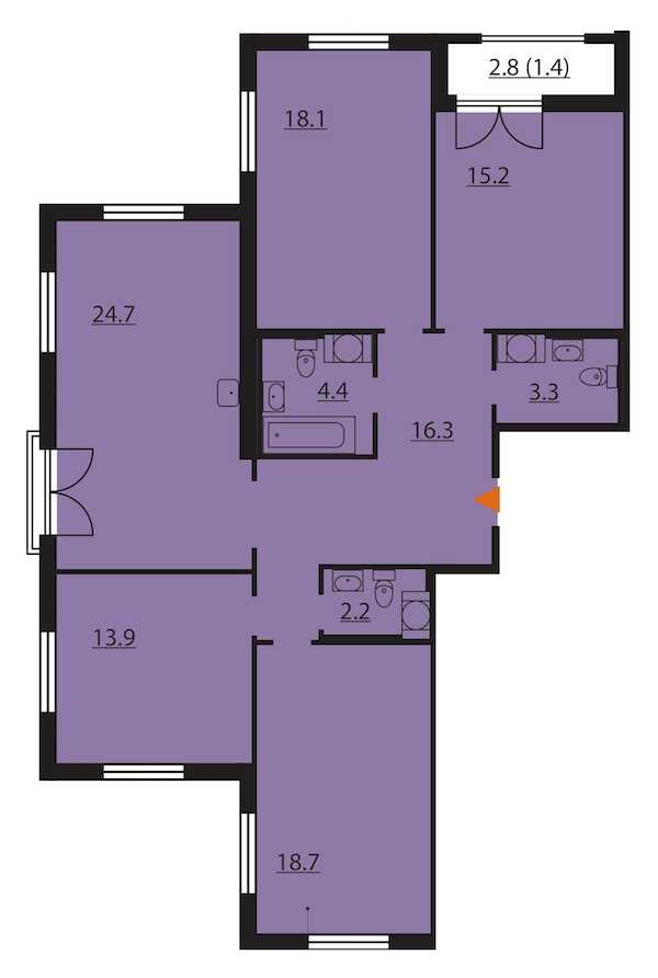Четырехкомнатная квартира в : площадь 118.2 м2 , этаж: 3 – купить в Санкт-Петербурге